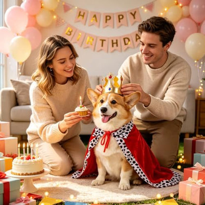 Halloween Dog King Costume, Pet King Cloak and Crown Set, Dogs Cosplay Party Supplies - Image 7