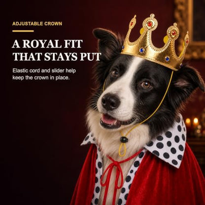Dog Halloween Costumes for Large Dogs, 2-Piece King Cape Crown Set - Image 3