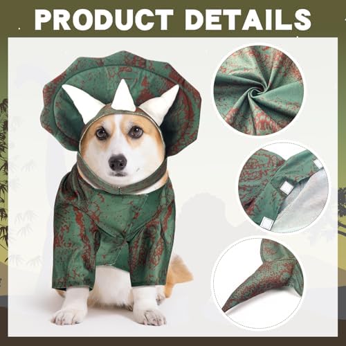 Huhumy Triceratops Dog Costume Halloween Dino Dog Costume Cosplay, Small - Image 3