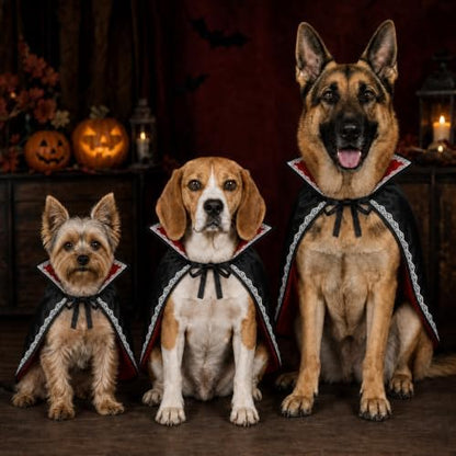 Medium Halloween Dog Vampire Costume, Dog Halloween Costumes for Medium Dogs, Dracula Dog Costume with Stand-Up Collar, Lace Trim and Adjustable Tie - Image 7