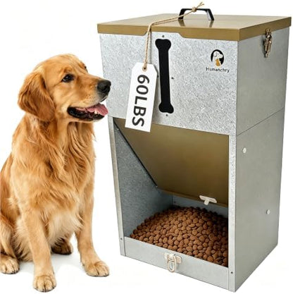 60 lb Automatic Dog Feeder Outdoor Gravity Feeder for Large Dogs