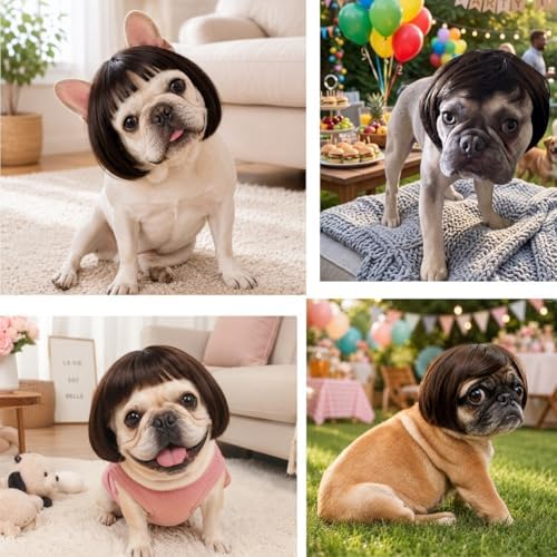 Dog Wigs for Large Dogs Wigs for Dog Wig Pet Costume Black Brown Straight - Image 5