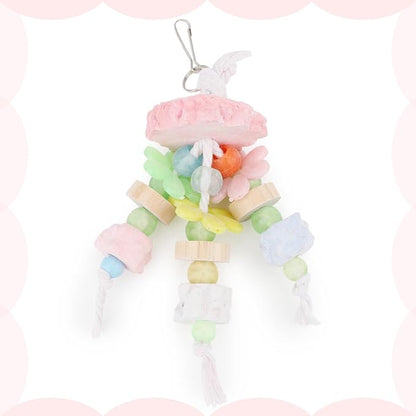 Hypeety Bird Calcium Teeth Grinding Stone Chew Treats Toy Beak Buffer Stone for Hamster Bird Parrot African Grey Parakeets Cockatiels Conures Amazons Small Animal Cage Hanging Bite