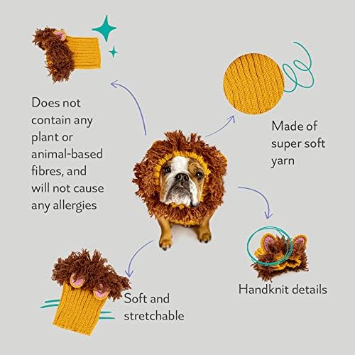 Zoo Snoods Lion Costume - Knit Mane Dog Snood Ear Wrap for Pets, Warm Neck Cover for Halloween and Winter (Large) - Image 2