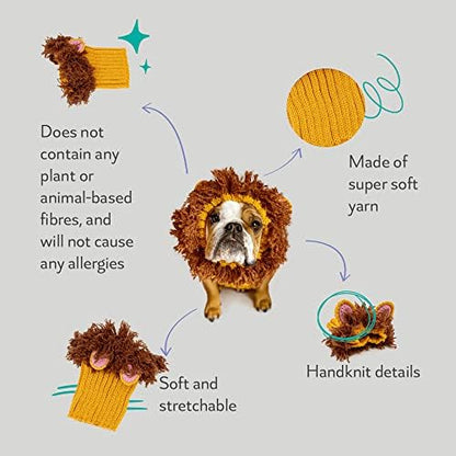 Zoo Snoods Lion Costume - Knit Mane Dog Snood Ear Wrap for Pets, Warm Neck Cover for Halloween and Winter (Large) - Image 2