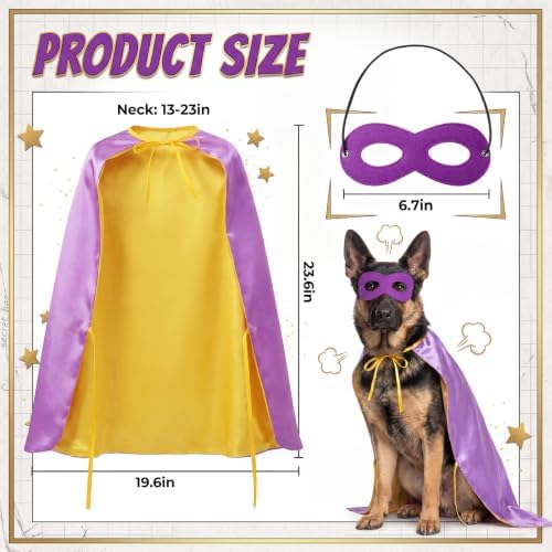 Tallew 2 Pcs Dog Halloween Costume Reversible Cape Mask,Purple-Yellow - Image 2