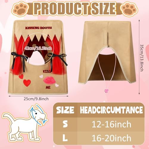 Halloween Dog Kissing Booth Costume Headpiece for Pets, Brown, L/XL - Image 2