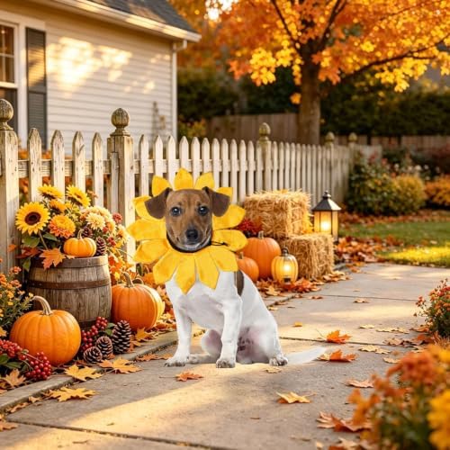 Dog Halloween Costumes, Sunflower Dog Costume Adjustable Sunflower Collar for Small Medium Large X-Large Dogs Pets (Small) - Image 5