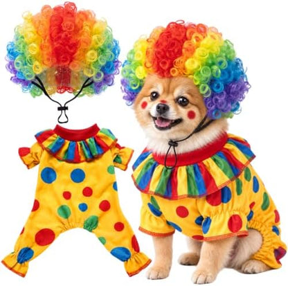 Tallew 2 Pcs Halloween Dog Clown Costume Wig Cosplay Set, S by Tallew