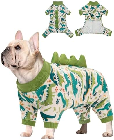 CuteBone Dinosaur Costume Dog Pajamas, Stretchy Spandex Crystal Velvet Sleepwear Coat for Small Dogs, Soft & Warm Pet Outfit Clothes for Cold Weather, Cozy Pullover Design COSP05XS by CuteBone