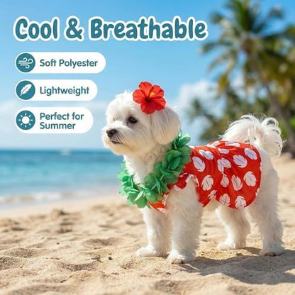 Halloween Dog Hawaiian Costume Dress Luau Leis Hair Clip,M - Image 3