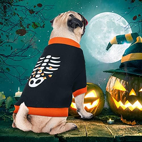 Weewooday 5 Pcs Halloween Dog Shirts Pet Costume Printed,Scary Pattern,M - Image 5
