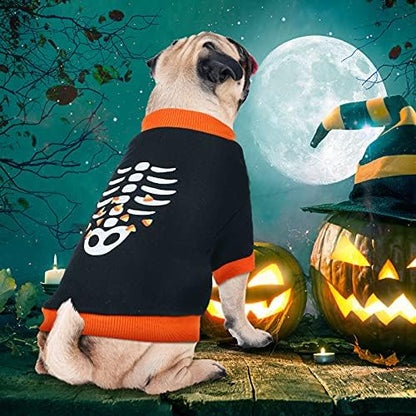 Weewooday 5 Pcs Halloween Dog Shirts Pet Costume Printed,Scary Pattern,M - Image 5