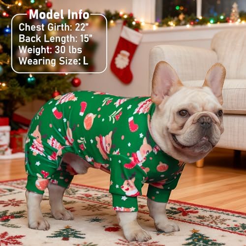 KYEESE Dog Christmas Pajamas for Small Dogs Green Reindeer Velvet Onesie - Image 4