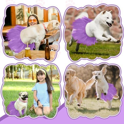 Dog Tutu for Dogs Tulle Skirt Pet Costume, Purple - Image 6