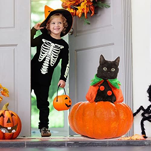 4 Pcs Pet Cat Halloween Costume Dog Vampire Cloak Reversible Cute Cat Pumpkin Cape Bat Wings with Bells for Pet Dog Cat Cosplay Holiday Halloween Party Decor (Black, Red, Orange, Solid Pattern) - Image 5