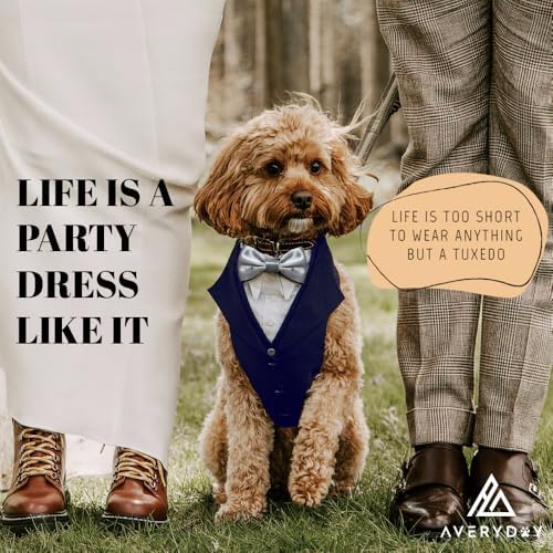 AVERYDAY Dog Tuxedo for Wedding Outfit, Dog Suit and Tie Costumes for Birthday, Halloween, Cosplay, Christmas Party, Pet Formal Wear with Bowtie, Tux for Medium Large Dogs, Bulldog, Labrador, Husky - Image 4