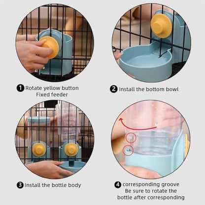 Aquarius CiCi Dog Cage Automatic Feeder Set, Food & Water Dispenser Hanging Bowls for Cage Crate Kennel (Green)