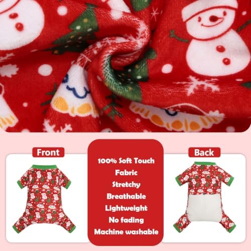CuteBone Small Dogs Outfit Soft Puppy Onesies Pjs Christmas Dog Pajamas Pet Coat Cat Apparel Comfy Doggie Jumpsuit Bodysuit for All Seasons P358M - Image 5