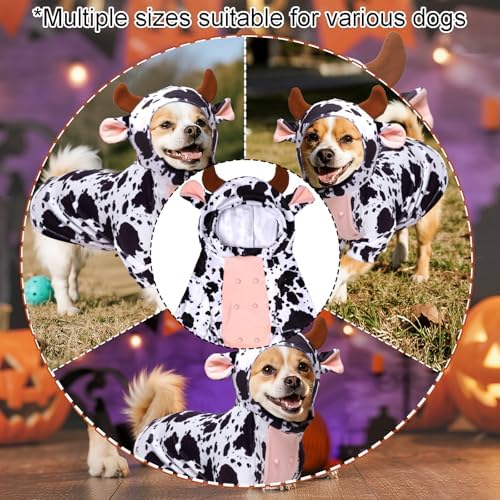 Pistha Dog Cow Costume Funny Pet Halloween Costumes for Halloween Dog Cat,S - Image 6