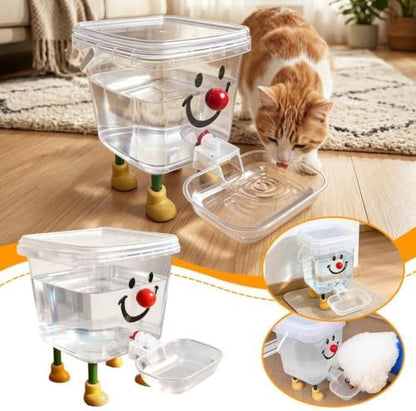 Dog and Cat Water Feeder Pumpless PP Plastic Drink Bowl Dust Cover Feeder Clear Tank Automatic Refill Convenient Novelty Style Indoor，Yellow