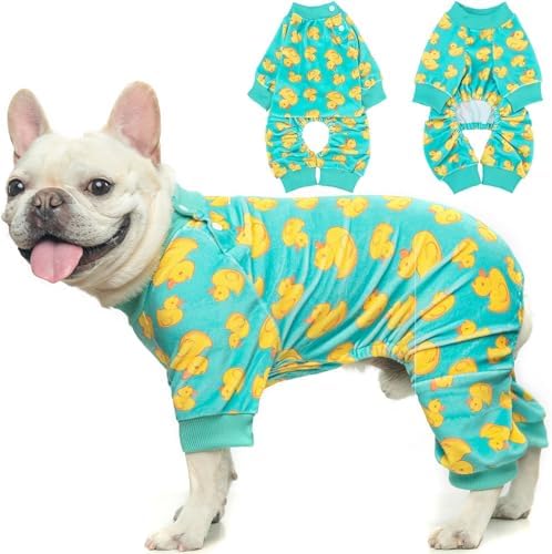 BEAUTYZOO Dog Pajamas Large Sized Dog, Summer Doggie Pajamas for Boy Girl, Soft Strechy Cotton Puppy Pjs Jammies Onesies for Men Women, Pet Jumpsuit Body Suit Cat Apparel Clothes, Yellow Duck XL by BEAUTYZOO