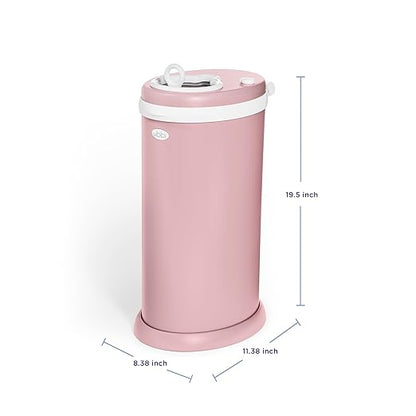 Ubbi Stainless Steel Diaper Pail, Odor Locking, No Special Bag Required, Award-Winning, Registry Must-Have, Fig Blossom
