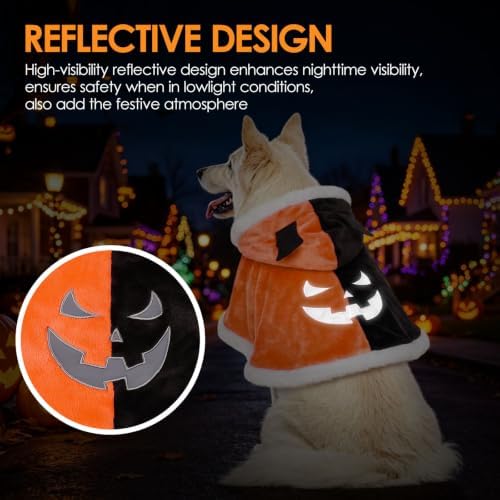 AOFITEE Dog Halloween Costumes Flannel Dog Cape with Funny Pumpkin Print, S - Image 6