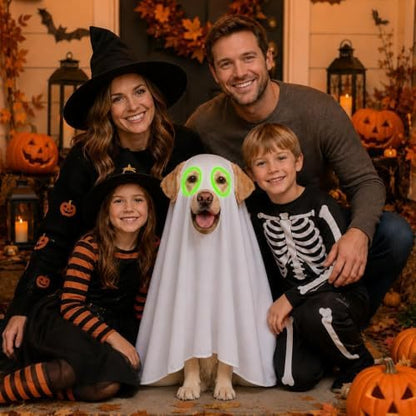 Halloween Ghost Dog Costume Glow Eyes Breathable Outfit for Large Dogs - Image 2