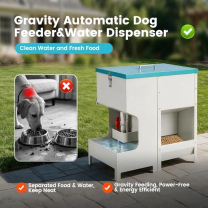 Automatic Dog Feeder and Water Dispenser Gravity Dog Feeder Large Breed
