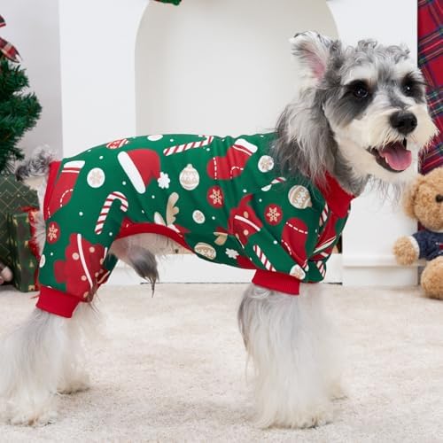 XPUDAC Christmas Dog Pajamas Dog Clothes for Small Medium Dogs Boy Girl Cute Holiday Puppy Outfit Pjs Bodysuit for Doggie Onesies Cat Apparel, Red, Green, L - Image 3