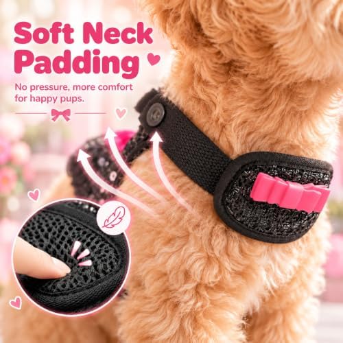 Sequin Dog Costume Harness Dress with Leash, Pet Outfit M - Image 4