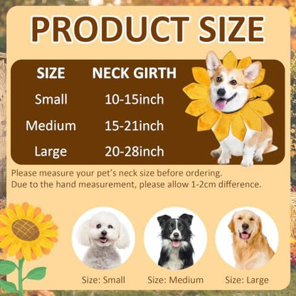 Dog Halloween Costumes, Sunflower Dog Costume Adjustable Sunflower Collar for Small Medium Large X-Large Dogs Pets (Small) - Image 3