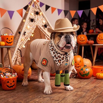 4 Pcs Halloween Dogs Safari Explorer Costume Set Outfit for Pet Cats, M - Image 6