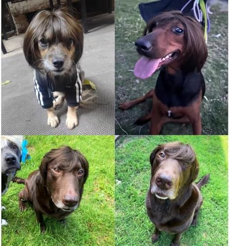Dog Wigs for Large Dogs Wigs for Dog Wig Pet Costume Black Brown Straight - Image 4
