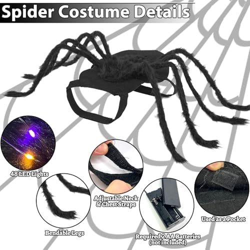Halloween Light up Spider Dog Costumes for Small Medium Large Dogs - Image 2