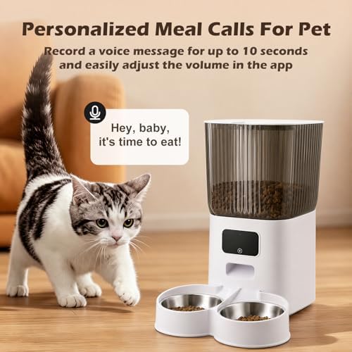 Automatic Cat Dual Bowls Feeder with Camera, 5G WiFi 7L Timed APP Control