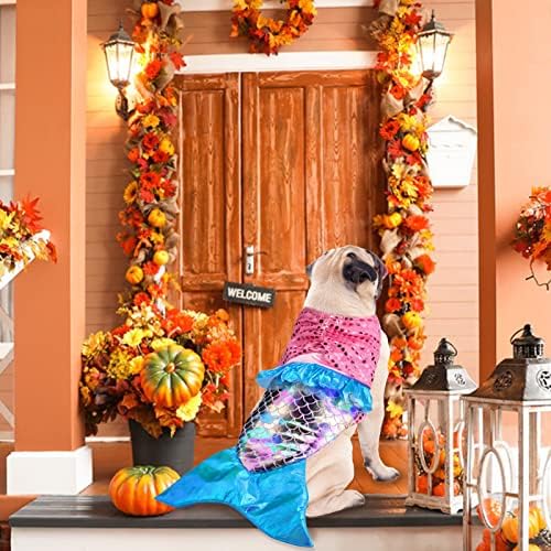 Mermaid Dog Halloween Costumes, Dog Clothes Mermaid Costume for Small Medium Dogs Cats Puppy, Cute Pet Cosplay Outfit for Christmas, Birthday Party Photo Props Dress up Accessories Parade - Image 6