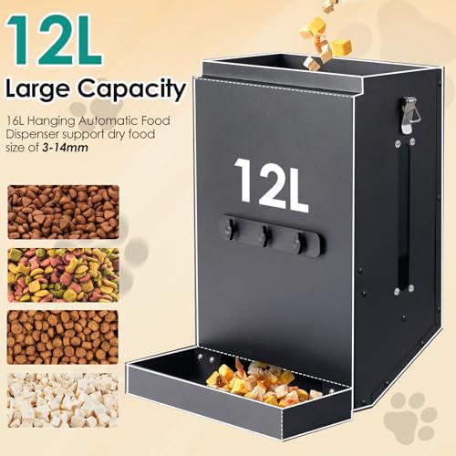 Hanging Cage Automatic Dog Feeder Large Breed,12L Dog Food Dispenser
