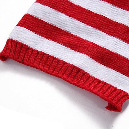 S-Lifeeling Red and White Striped Dog Sweater Holiday Halloween Christmas Pet Clothes Soft Comfortable Dog Clothes - Image 5
