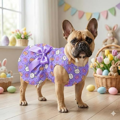 Easter Dog Dress with Bunny and Egg Print Cute Pet Skirt for Small Dogs, Easter Outfit for Girl Dogs, Spring Holiday Puppy Clothes, Adjustable and Comfortable - Image 6