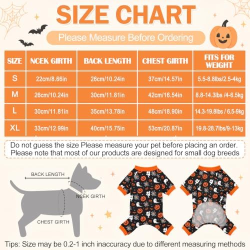 Dog Halloween Pajamas for Small Medium Dog Halloween Pjs Dog Onesie Cute Soft Breathable Puppy Pet Stretchy Dogs Recovery Suit for Boy Girl-S - Image 2