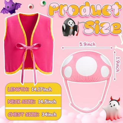 Huhumy 2 Pcs Halloween Dog Mushroom Costumes Pink Mushroom with White Hat - Image 3