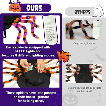 Realistic Halloween Spider Dog Costume for XL Large Dog Cosplay with 64 Led - Image 5