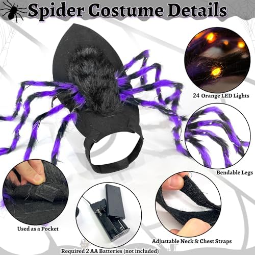 Halloween Light up Spider Dog Costumes for Small Medium Large Dogs - Image 2