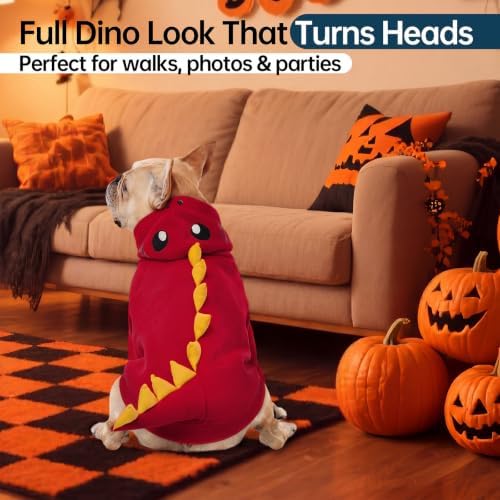 QBLEEV Dog Dinosaur Costume, Dog Halloween Costume with Hoodie - Image 4