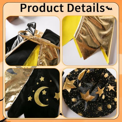 Halloween Dog Costume Witch Cloak Cape Wizard Hat Pet Cat Dog Witch Costumes Adjustable Halloween Costume Set Carnival Holiday Party Supplies Cosplay Clothes - Image 3
