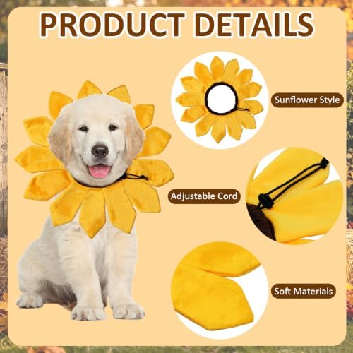 Dog Halloween Costumes, Sunflower Dog Costume Adjustable Sunflower Collar for Small Medium Large X-Large Dogs Pets (Small) - Image 4