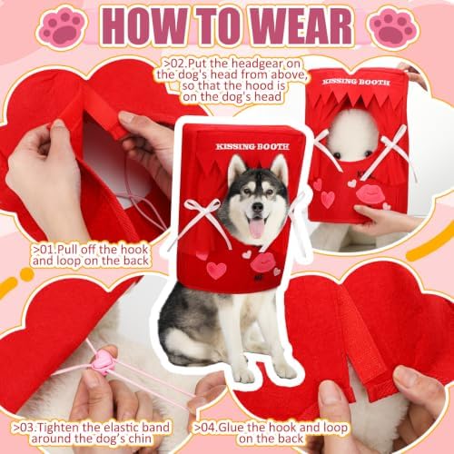 Hallowen Dog Kissing Booth Costume Headpiece for Pets, Red, L/XL - Image 3