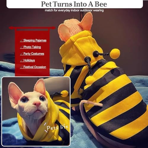 Dog Bee Costume Outfit Bumblebee Hoodie for Small Medium Pet Cat Puppy L - Image 3